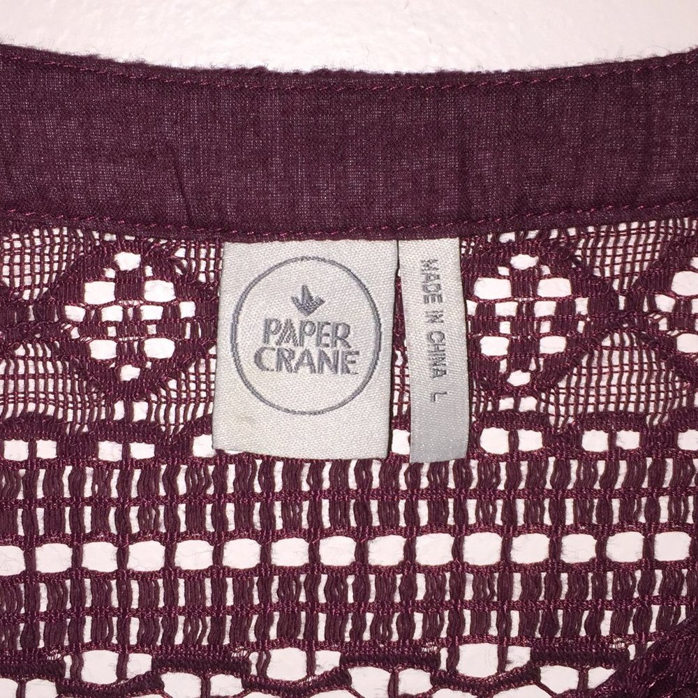 Burgundy Lace Blouse Bell Sleeves Large - Picture 4 of 5